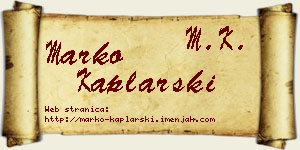 Marko Kaplarski vizit kartica